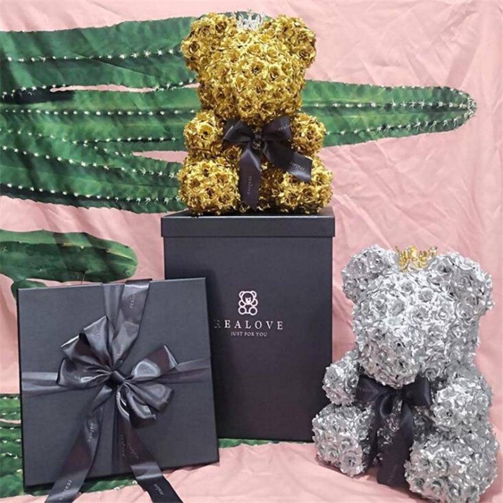 Gold or Silver Royal Enchanted Forever Rose Teddy Bear or Bunny (9 Designs)