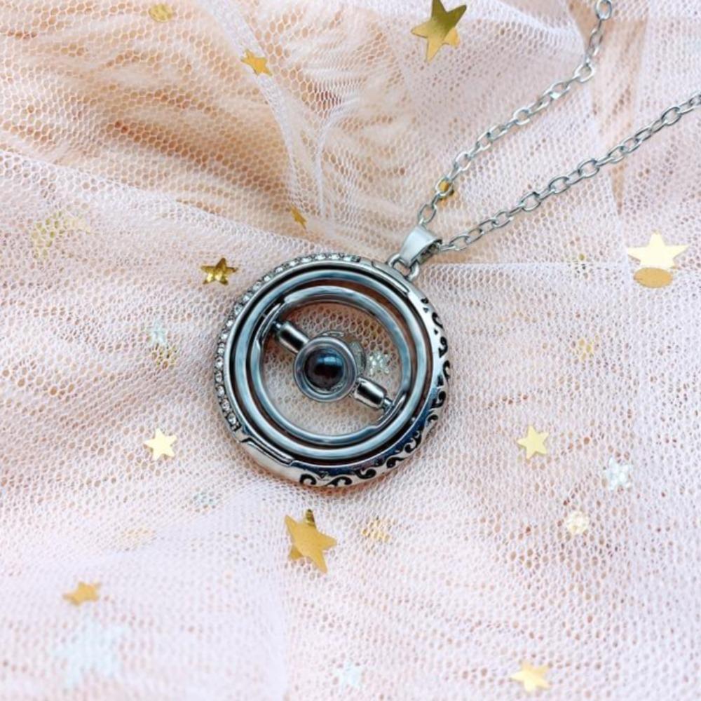 "I Love You" Forever (Astrological Sphere) 100 Language Micro Projection Necklace (Gold or Silver)
