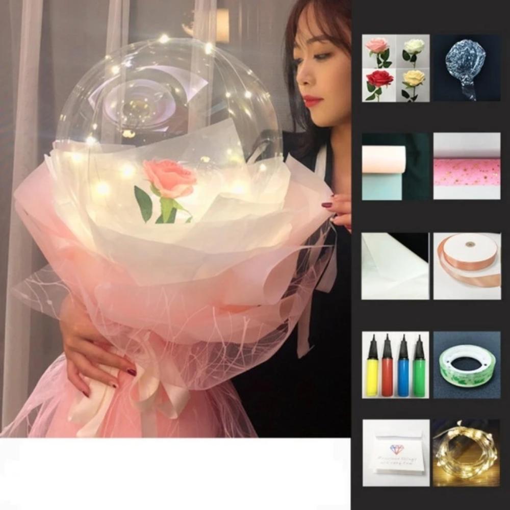 DIY Rose Balloon Bouquet Kit w/LED Fairy Lights