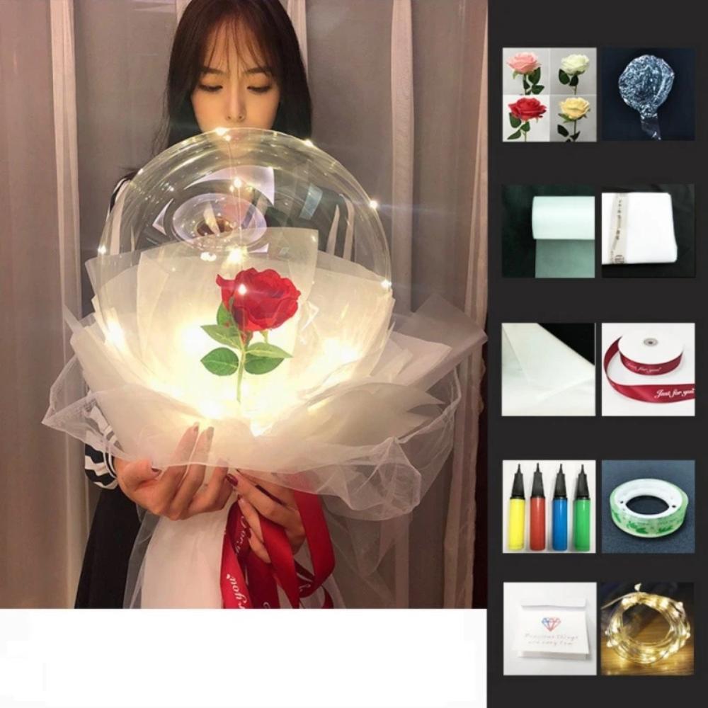 DIY Rose Balloon Bouquet Kit w/LED Fairy Lights