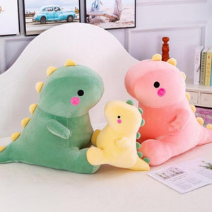 Chibi Dino T Rex Pillow Plush 3D Stuffed Animal (Pink, Yellow or Green) 4 Sizes