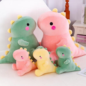 Chibi Dino T Rex Pillow Plush 3D Stuffed Animal (Pink, Yellow or Green) 4 Sizes