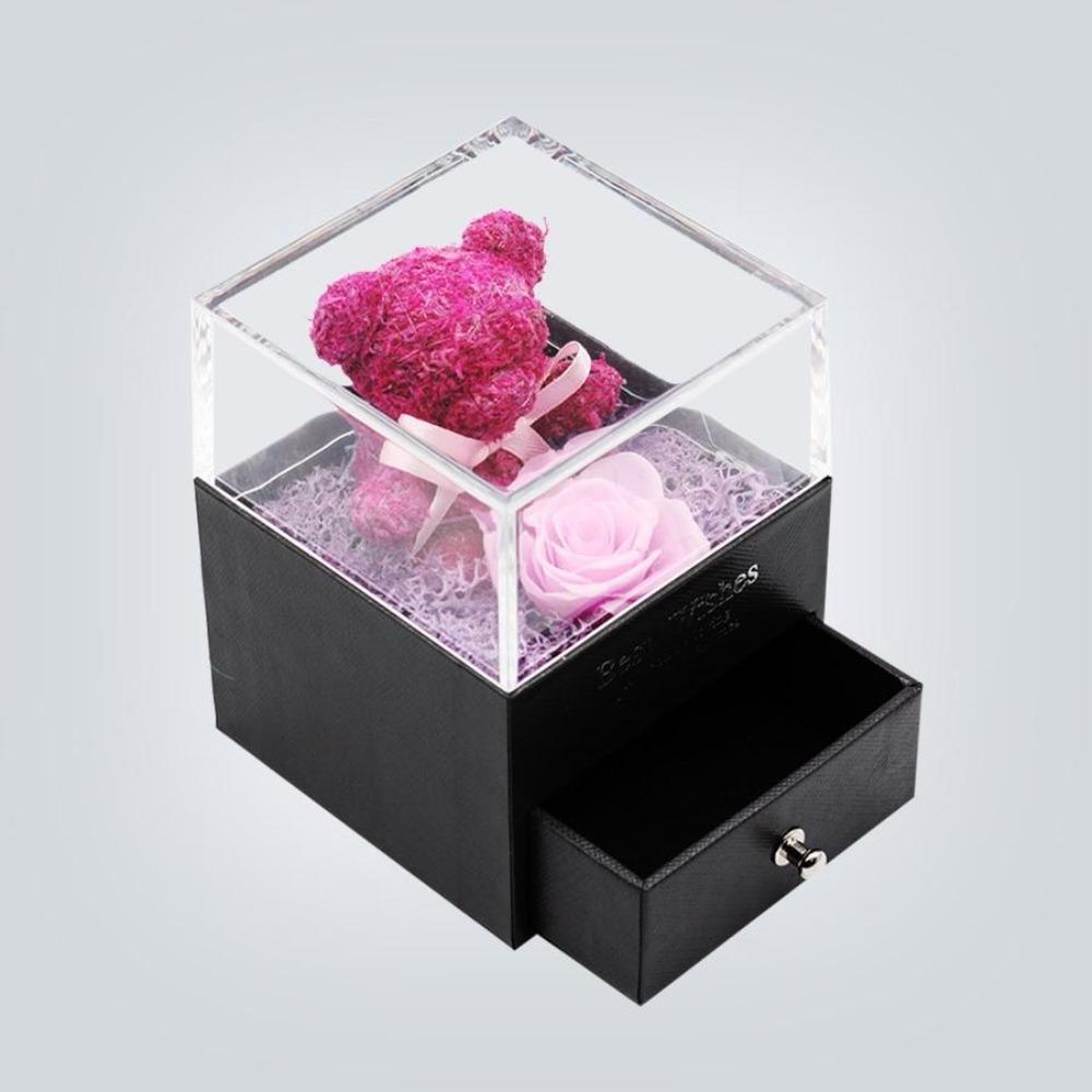 Immortal Preserved Rose Teddy Bear Box Display (22 Styles) With Bear or Without