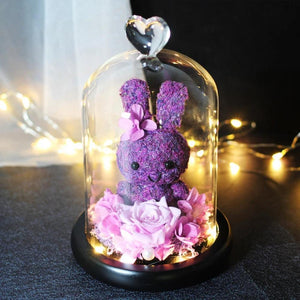 Immortal Preserved Rose Bunny Rabbit Glass LED Display (6 Designs)