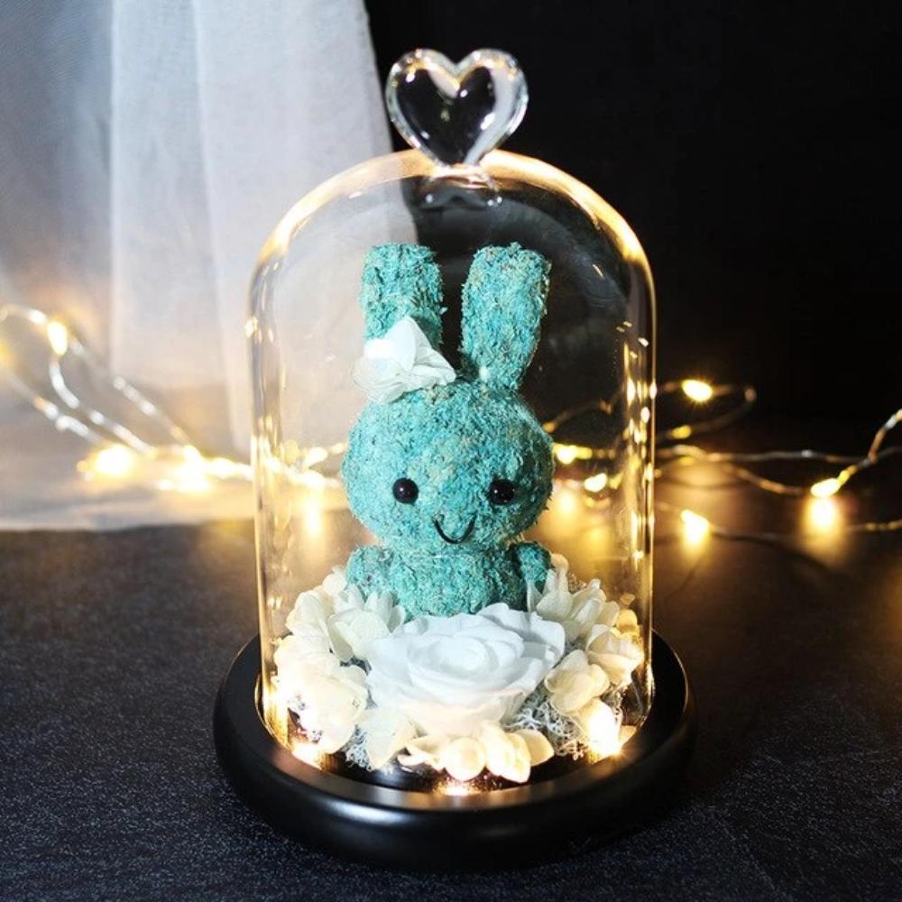 Immortal Preserved Rose Bunny Rabbit Glass LED Display (6 Designs)