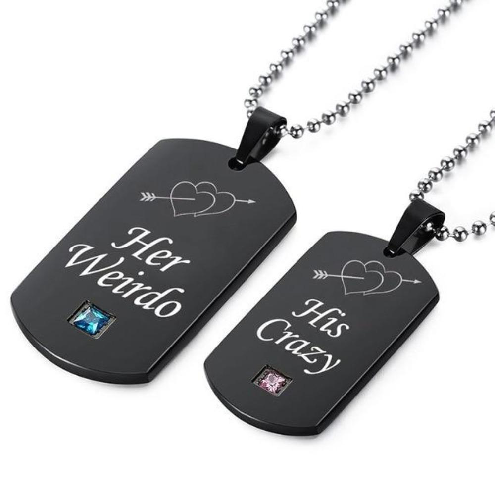 King & Queen His & Hers Couple Dog Tags (4 Styles) Black or Gold