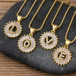 Gold Charm Burst Personalized Letter Initial Custom Necklace