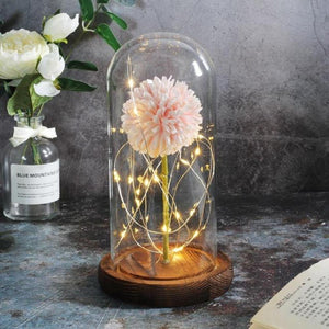Puffball Immortal Enchanted Artificial Rose Glass Display (18 Colors)