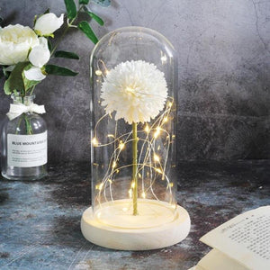 Puffball Immortal Enchanted Artificial Rose Glass Display (18 Colors)