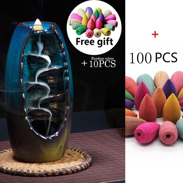 Mystic Mountain River Down Flow Draft Incense Burner (2 Sizes & Colors)