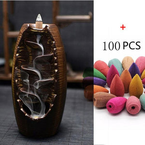 Mystic Mountain River Down Flow Draft Incense Burner (2 Sizes & Colors)