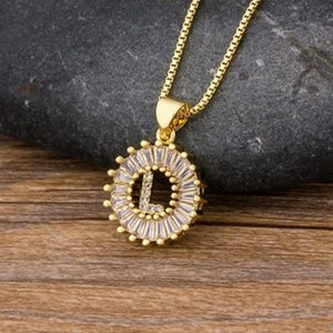 Gold Charm Burst Personalized Letter Initial Custom Necklace