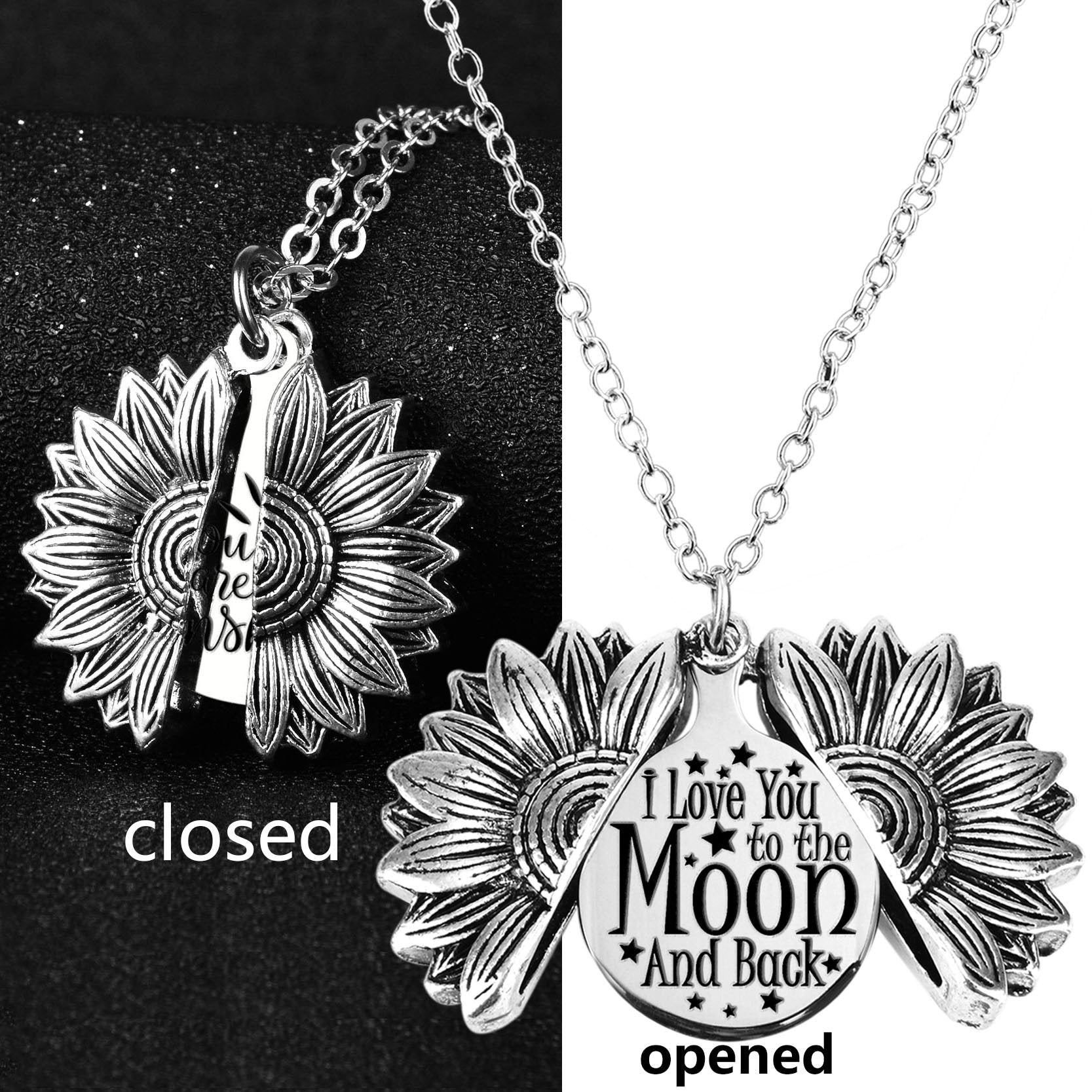 *Custom 2-4 weeks to make* I Love You To The Moon and Back Sunflower Pendant Necklace