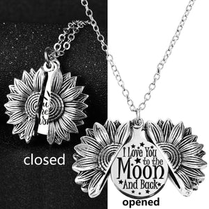 *Custom 2-4 weeks to make* I Love You To The Moon and Back Sunflower Pendant Necklace