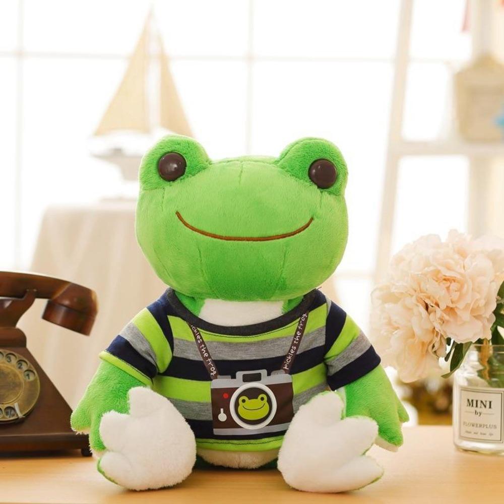 Kawaii Green Frog Tourist Pillow Plush Stuffed Animal (2 Sizes)