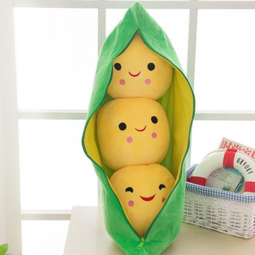 Kawaii Peapod Pillow Plush Stuffed Smiley Emojis (2 Colors) Small 25cm