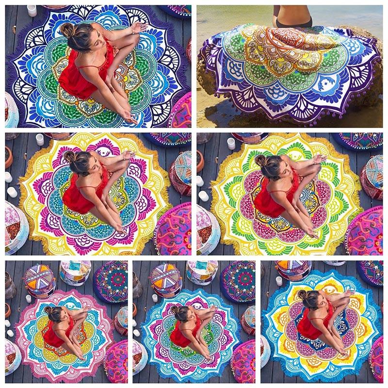 7 Color Chakra Mandala Tassel Tapestry Towel Carpet Blanket