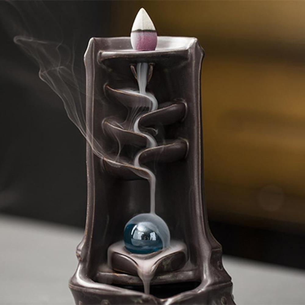 Mystic Mountain River Down Flow Draft Incense Burner (Coffee or Yellow)