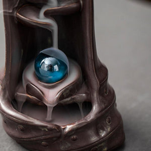 Mystic Mountain River Down Flow Draft Incense Burner (Coffee or Yellow)