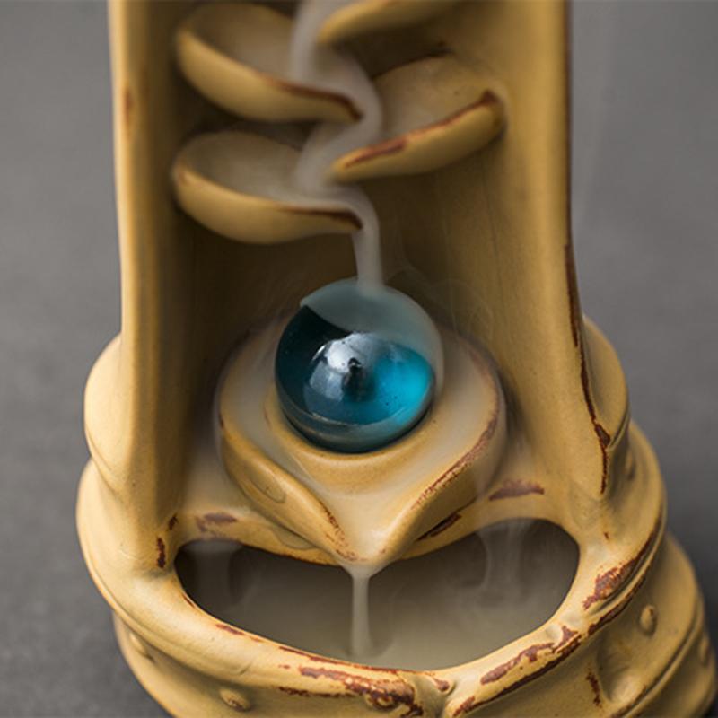 Mystic Mountain River Down Flow Draft Incense Burner (Coffee or Yellow)