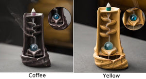 Mystic Mountain River Down Flow Draft Incense Burner (Coffee or Yellow)