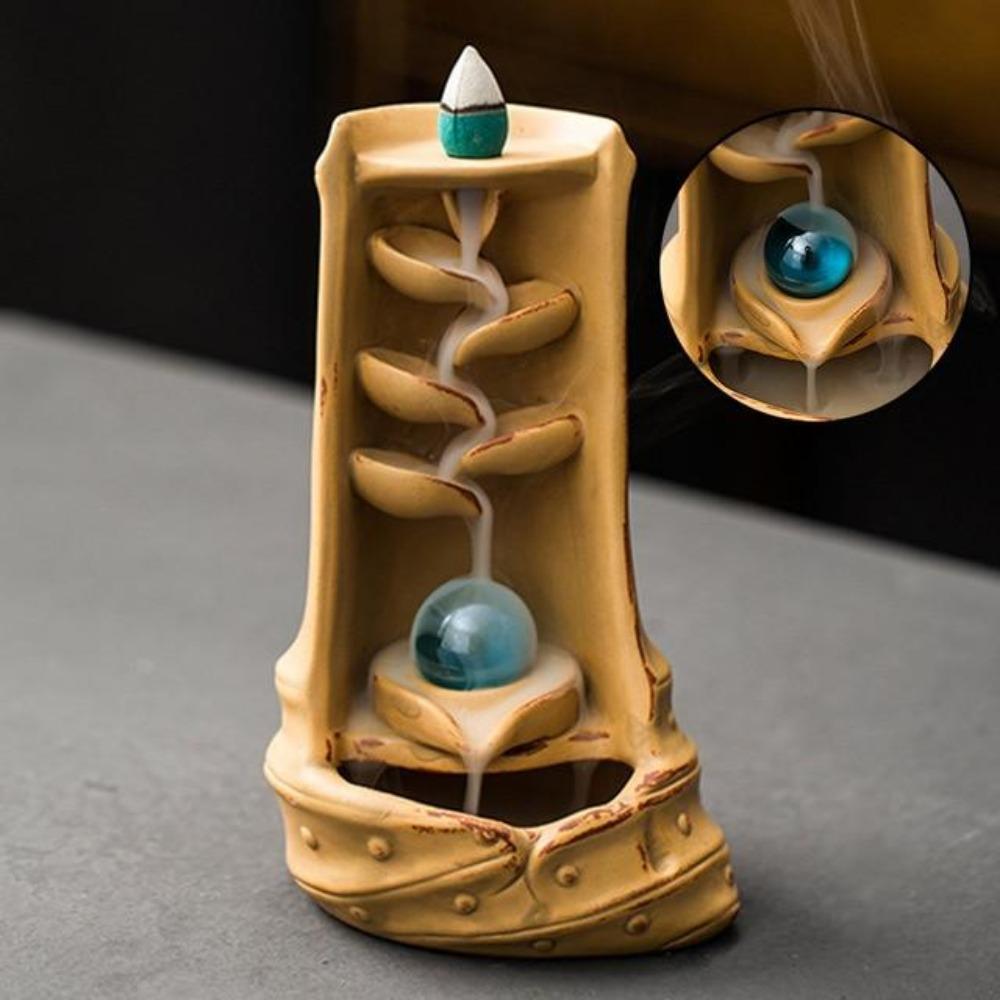 Mystic Mountain River Down Flow Draft Incense Burner (Coffee or Yellow)