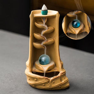 Mystic Mountain River Down Flow Draft Incense Burner (Coffee or Yellow)