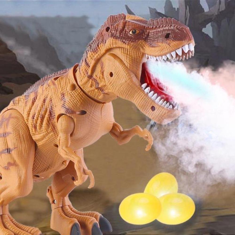 Electronic LED Walking Long T Rex Tyrannosaurus Lays Eggs (Tan or Green)