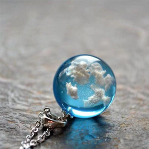Cloudy Sky Sphere or Crescent Moon Luminescent Necklace Pendant (10 Designs) Glow in the Dark
