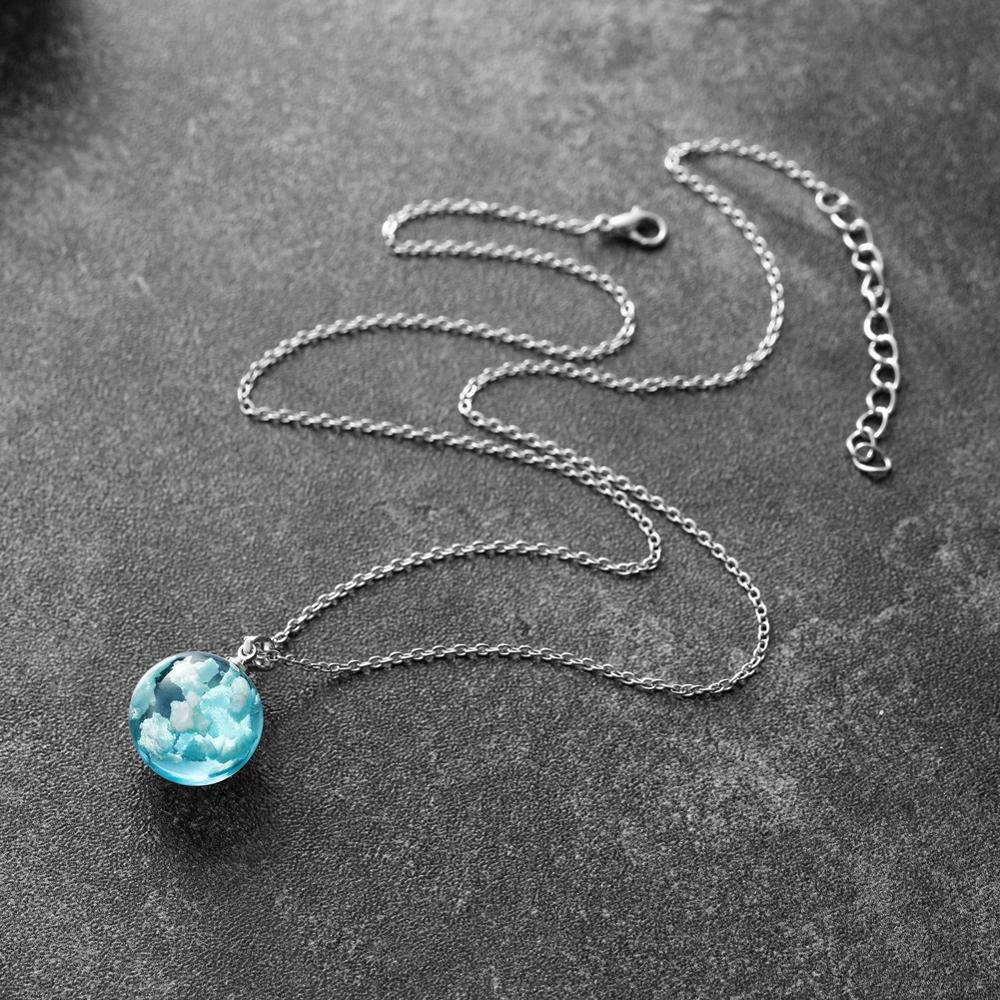 Cloudy Sky Sphere or Crescent Moon Luminescent Necklace Pendant (10 Designs) Glow in the Dark
