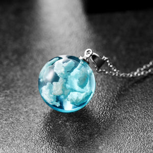 Cloudy Sky Sphere or Crescent Moon Luminescent Necklace Pendant (10 Designs) Glow in the Dark