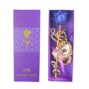 Shimmering Glitter 24k "Galaxy" Gold Rose "Love You For Life" Love Optional Display Stand