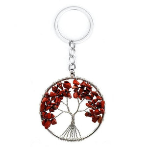 7 Color Chakra Tree of Life Natural Stone Reiki Necklace or Keychain (31 Designs)