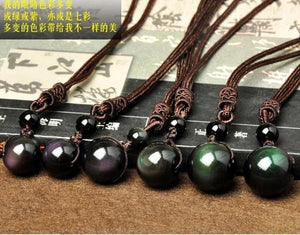 Obsidian Rainbow Eye Necklace Protection Pendant (4 Sizes)