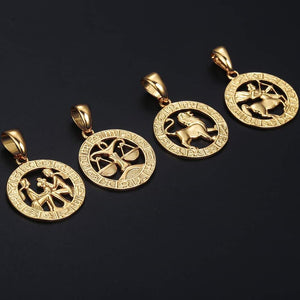 Astrology Zodiac Necklace Pendant Horoscope Constellations (12 Designs) Gold