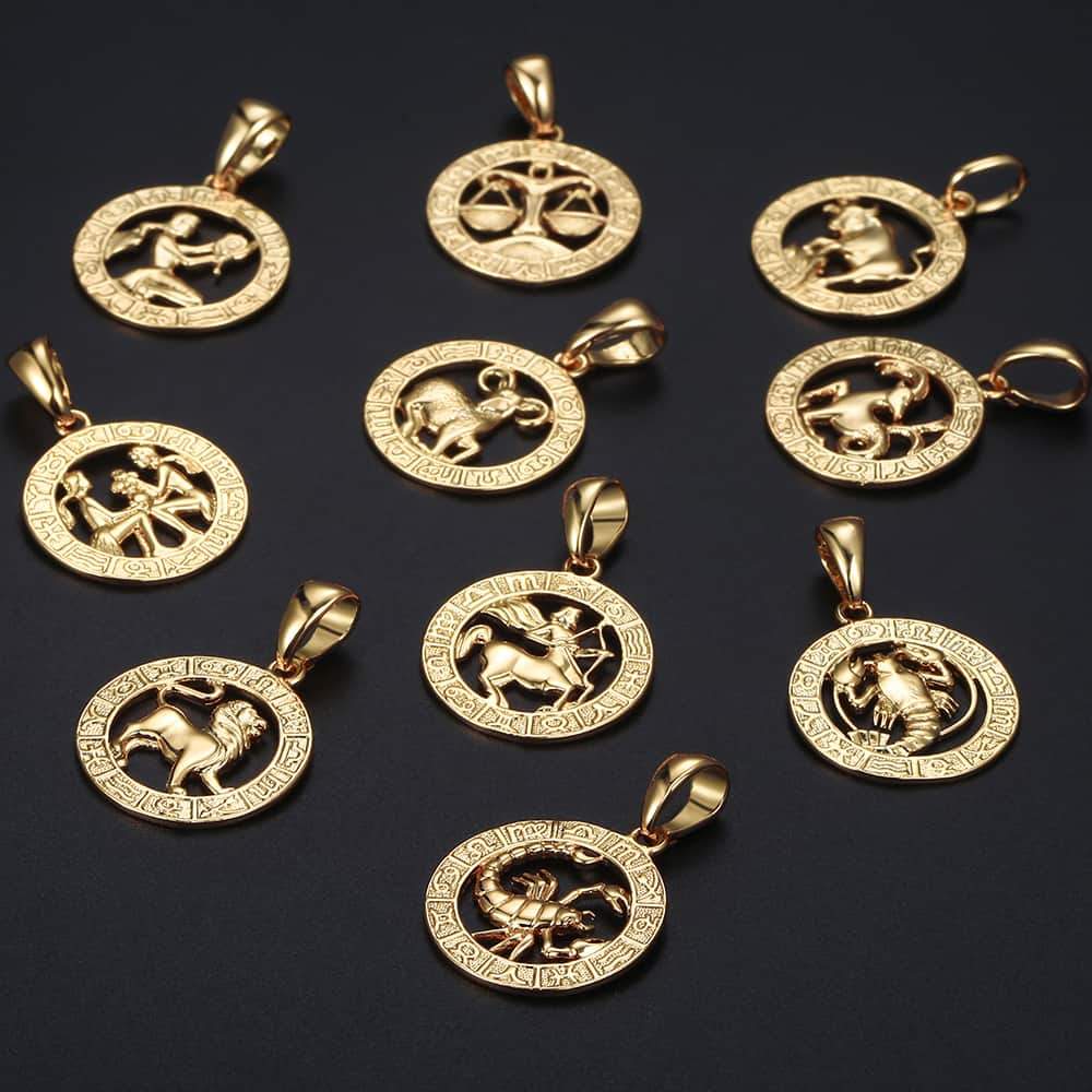 Astrology Zodiac Necklace Pendant Horoscope Constellations (12 Designs) Gold