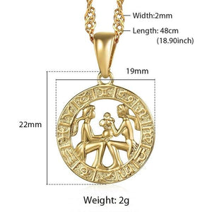 Astrology Zodiac Necklace Pendant Horoscope Constellations (12 Designs) Gold