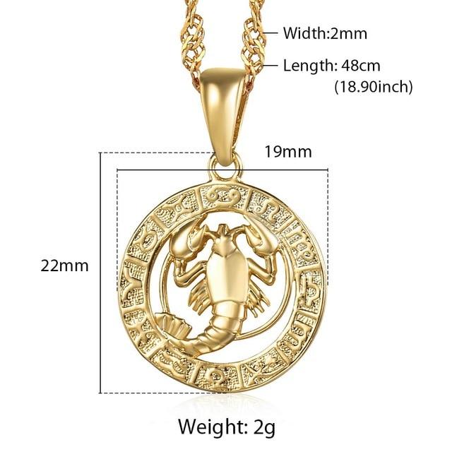 Astrology Zodiac Necklace Pendant Horoscope Constellations (12 Designs) Gold