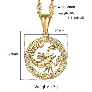 Astrology Zodiac Necklace Pendant Horoscope Constellations (12 Designs) Gold
