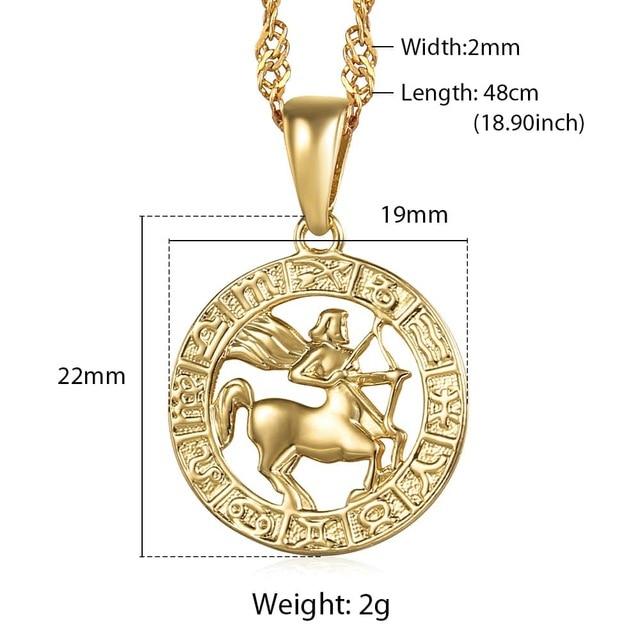 Astrology Zodiac Necklace Pendant Horoscope Constellations (12 Designs) Gold
