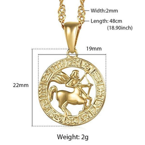 Astrology Zodiac Necklace Pendant Horoscope Constellations (12 Designs) Gold