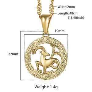Astrology Zodiac Necklace Pendant Horoscope Constellations (12 Designs) Gold