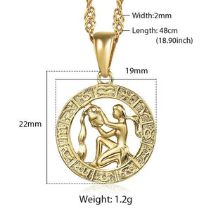 Astrology Zodiac Necklace Pendant Horoscope Constellations (12 Designs) Gold