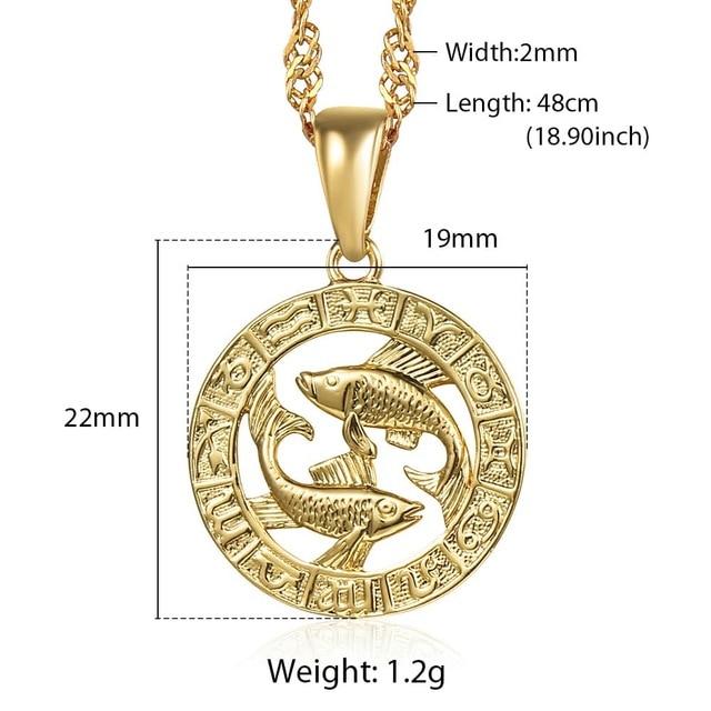 Astrology Zodiac Necklace Pendant Horoscope Constellations (12 Designs) Gold