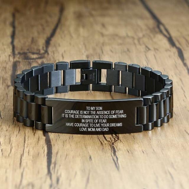 Men's Stainless Steel Custom Bracelet (3 Colors) Personalized Text Children, Pets, Family Names or Quote