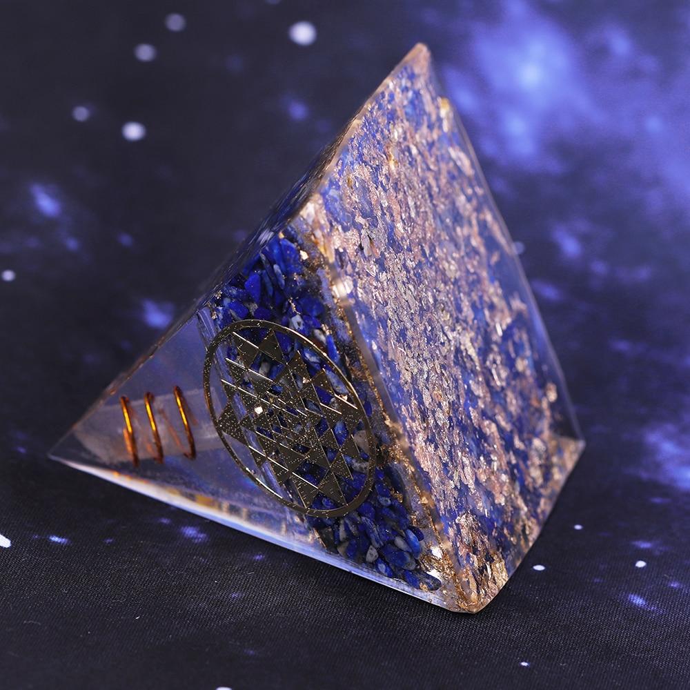 Lapis Lazuli Orgonite Pyramid Blue Chakra Energy Business Growth