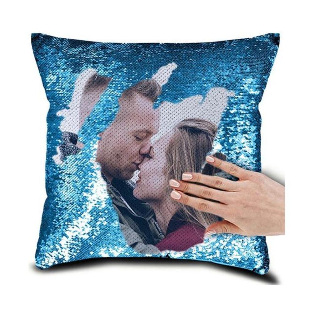 Custom Photo Sequin Pillow Case Personalized Children, Wife, Pets, Family (8 Colors)