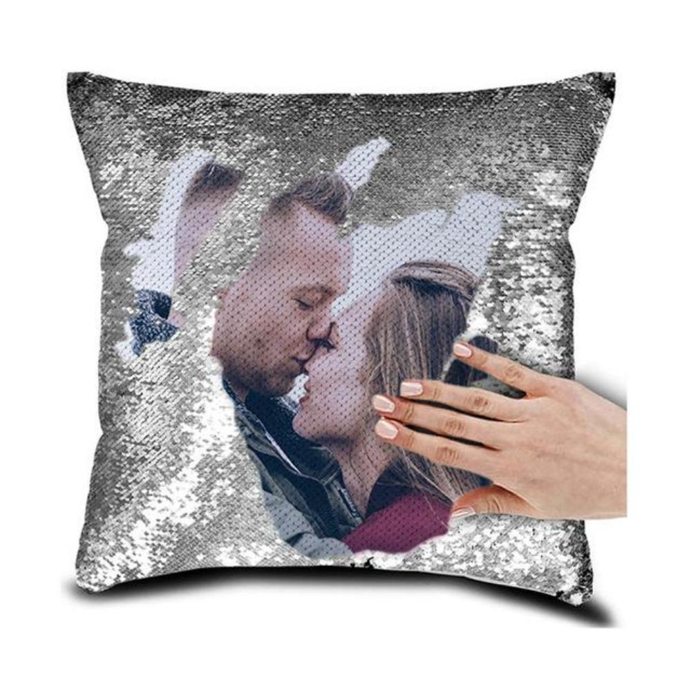 Custom Photo Sequin Pillow Case Personalized Children, Wife, Pets, Family (8 Colors)