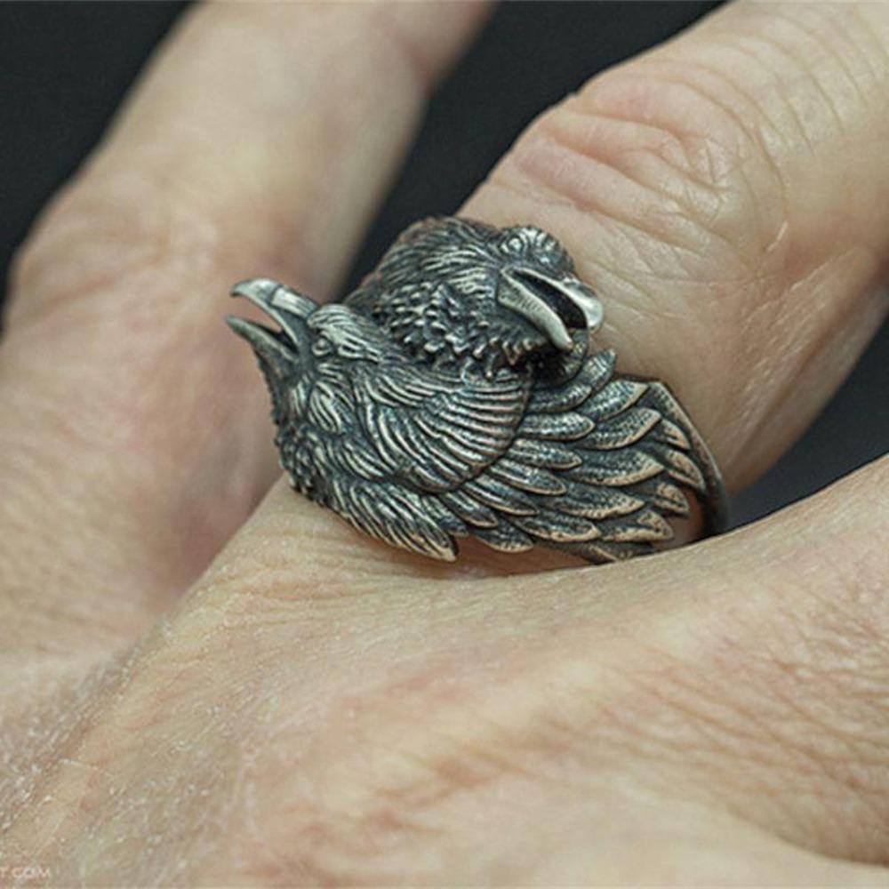 Viking Odin Double Ravens Stainless Steel Ring (8 Sizes)