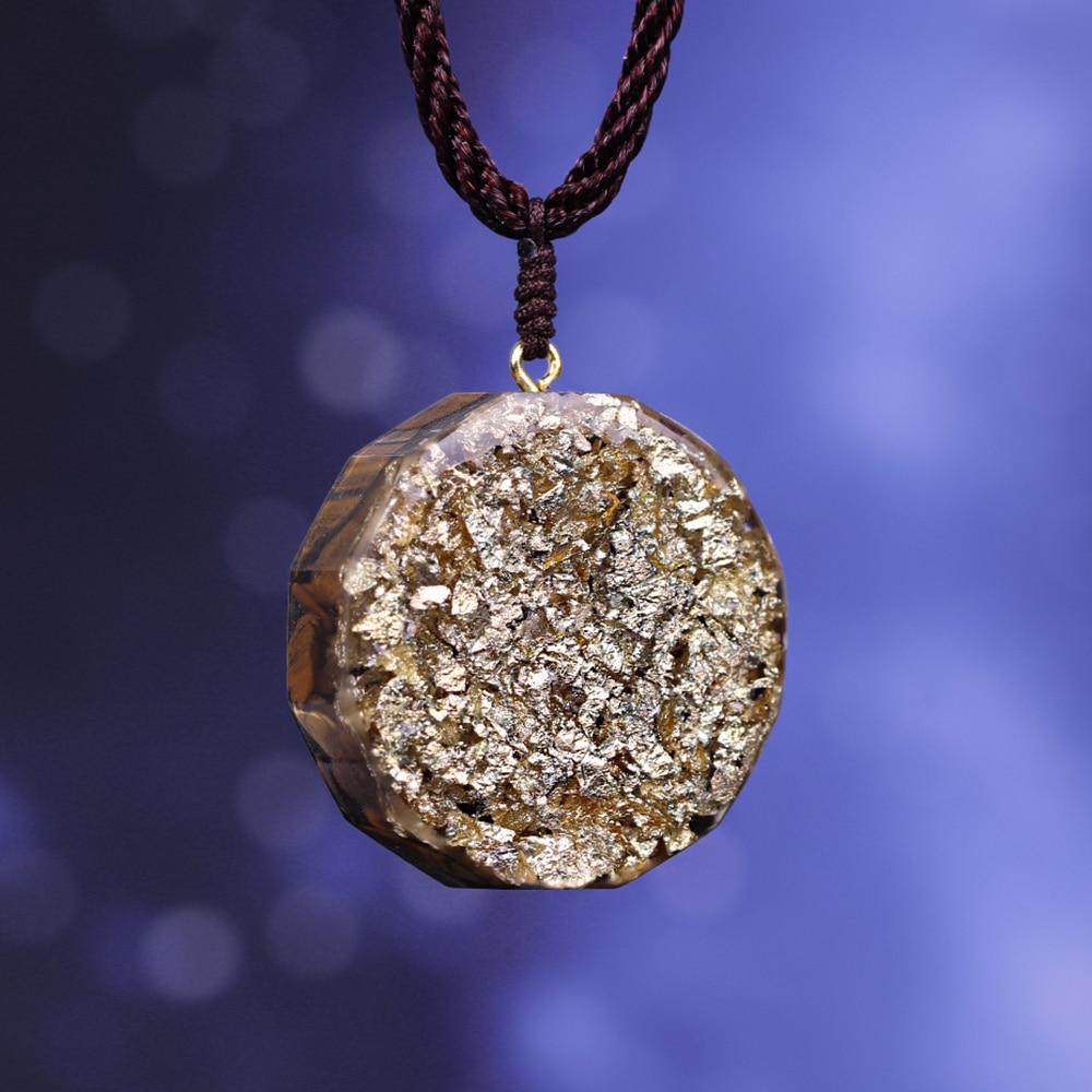 Tiger Eye Orgonite Sri Yantra Pendant Chakra Energy Meditation Necklace
